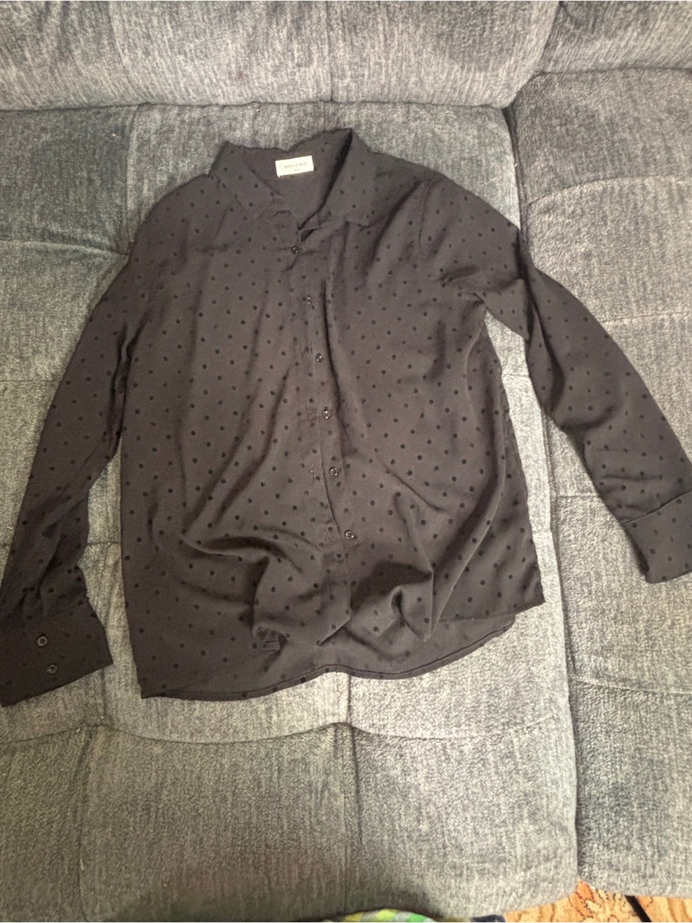 Sophie Rue Black Dot-Pattern Lightweight Shirt Jacket